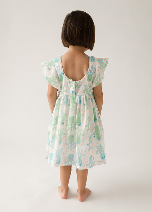 Cute Girls Bell Dress - Octopus