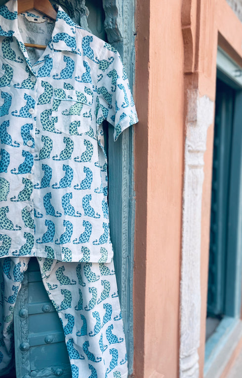 Women's Pyjama Set in Pench Leopard Print