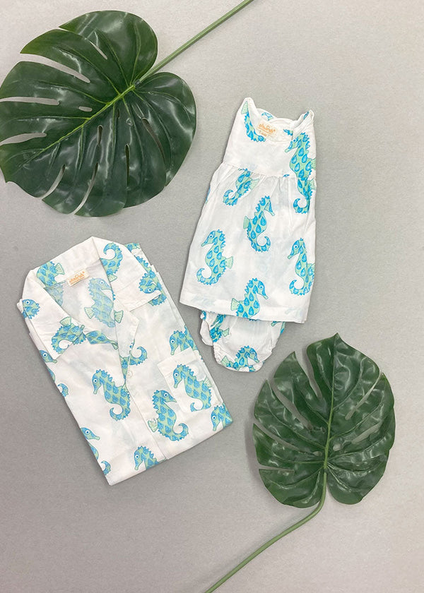 Father & Baby Girl Seahorse Shirt - Dress Set