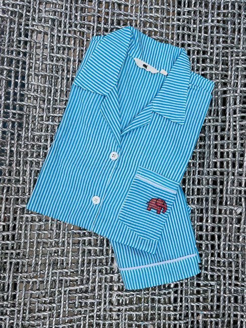 Women's Stripes Shorts Set - Hathi Emb