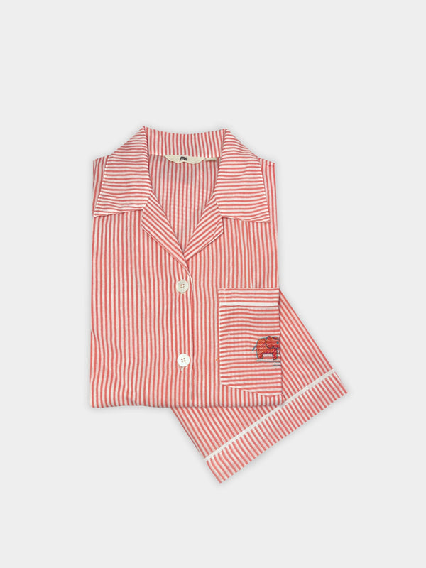 Women's Stripes Shorts Set - Hathi Emb