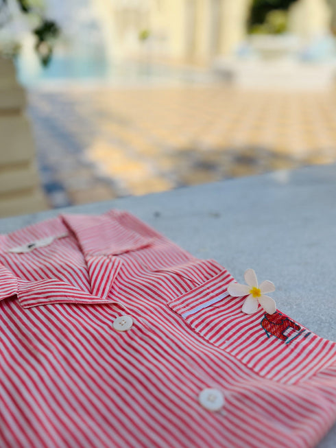 Women's Stripes Shorts Set - Hathi Emb