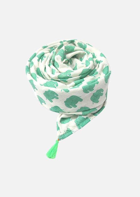 hathi march green swaddle blanket