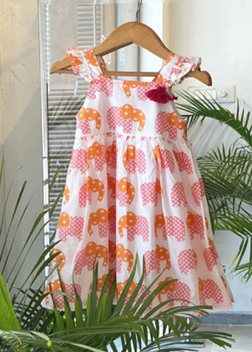 Summer Dress Elephant Handprinted