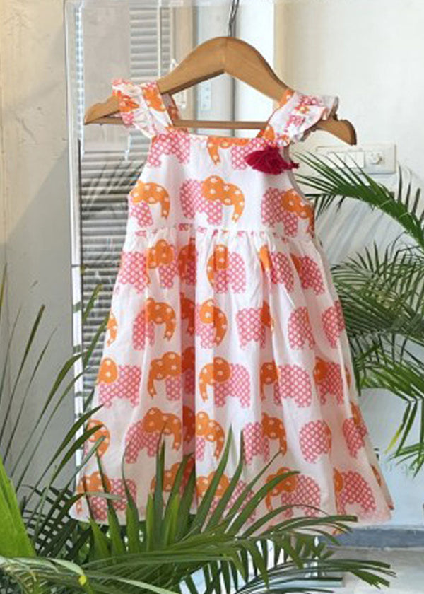 Summer Dress Elephant Handprinted