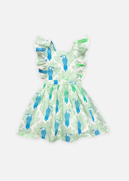 Girls Short Dress Pinafore - Hornbill Lime