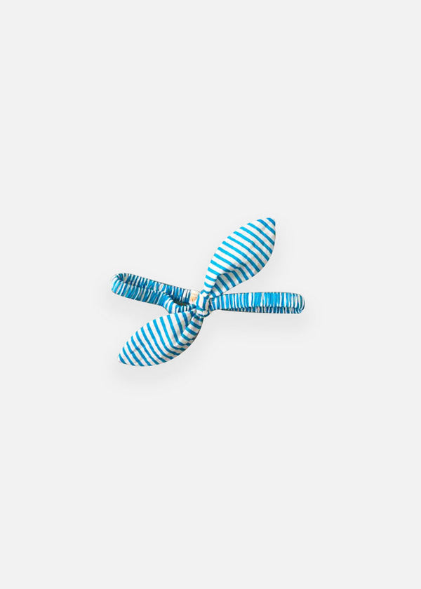 Girls Hairband Bow - Blue Stripes