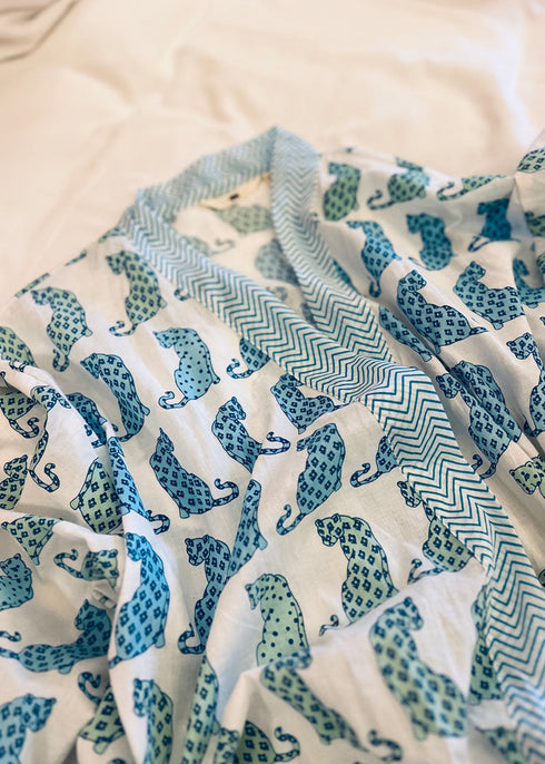 Women's Loungewear Gown Leopard Blue