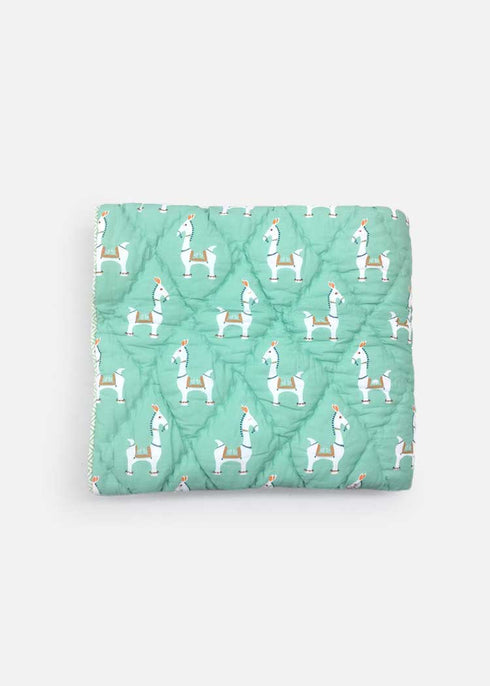 llama quilt / bankura razai in green color