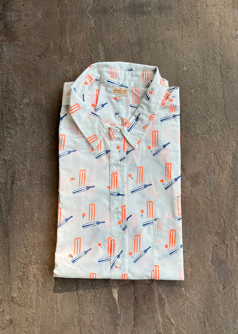Mens Mulmul Printed Shirt Cricket