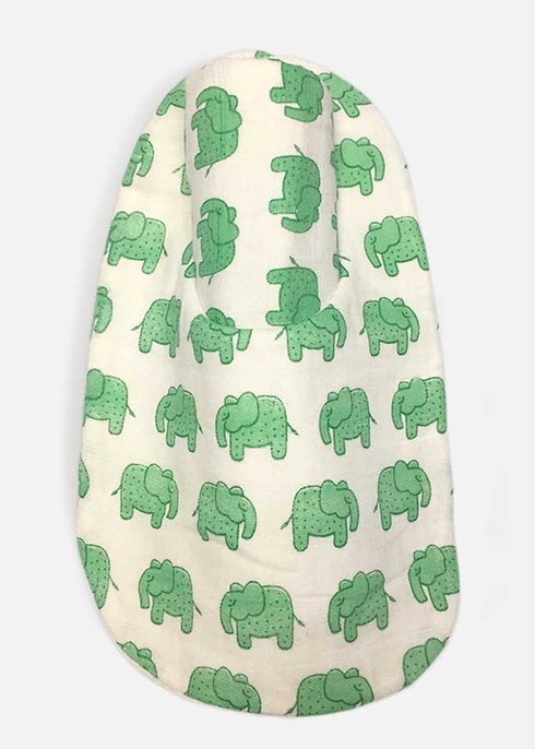 cute elephant print on bib and burp cloth
