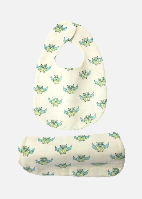 newborn baby bib burp cloth in owl print