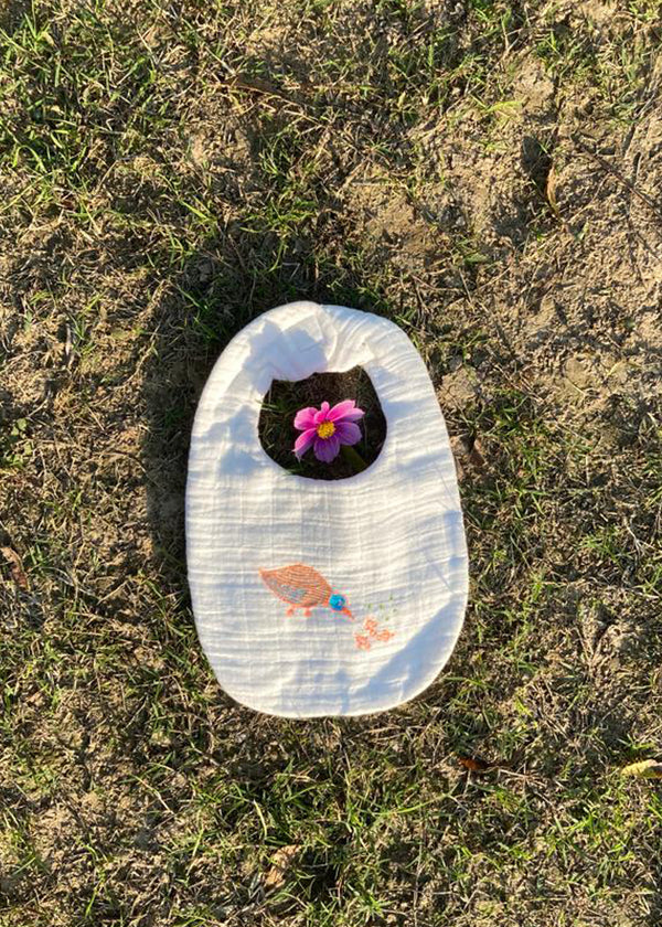Organic baby bib cloth - bird
