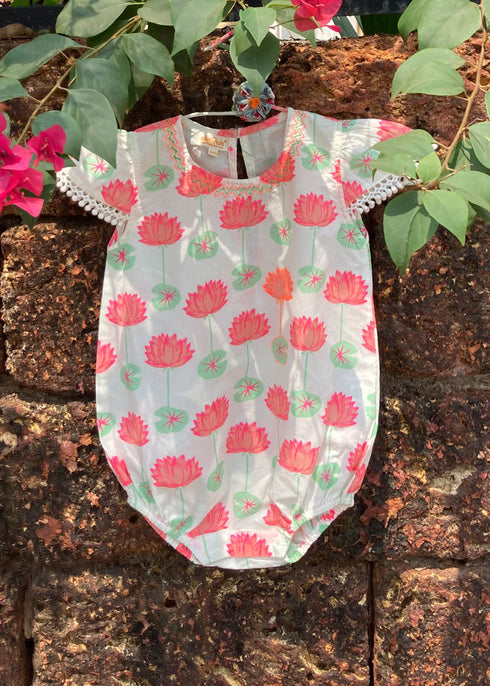 lotus print baby romper
