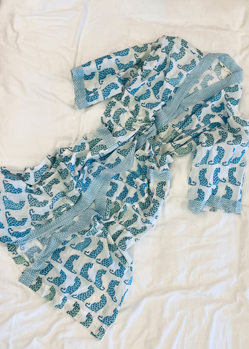 Women's Loungewear Gown Leopard Blue