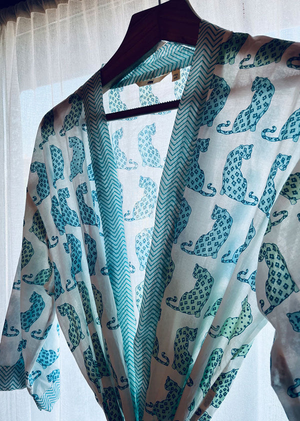 Women's Loungewear Gown Leopard Blue