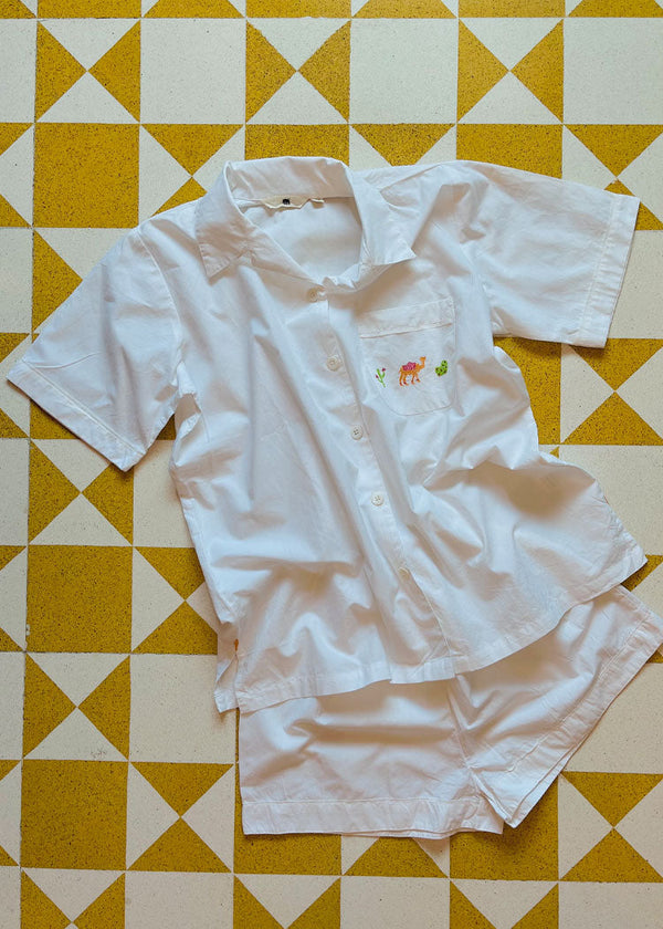 Women's Organic Shorts Set Camel Emb