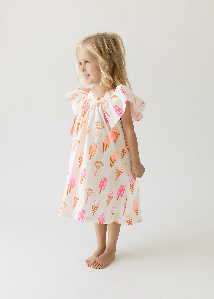 Frilly Girls Dress Ice-cream | 100% cotton sleeveless dress - Almirah  The  Almirah - NYC